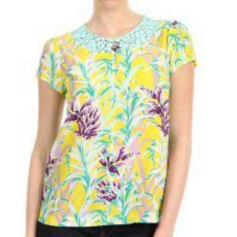 Kate spade New York, Roslyn, California, calling floral, silk lace blouse